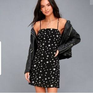 Lulus Silver Star Black Mini Dress